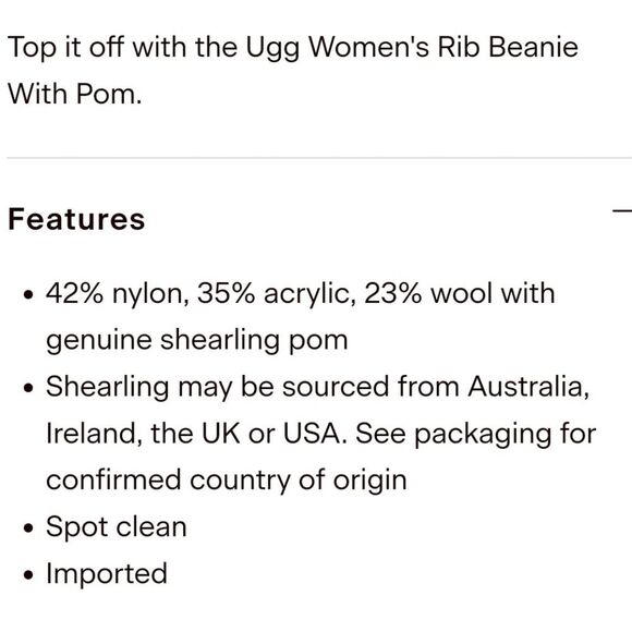 Ugg Rib Beanie w/Pom- Pink main image 4